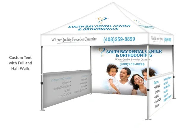 EVENT TENT WITH FULL + HALF WALLS + FREE GRAPHIC DESIGN